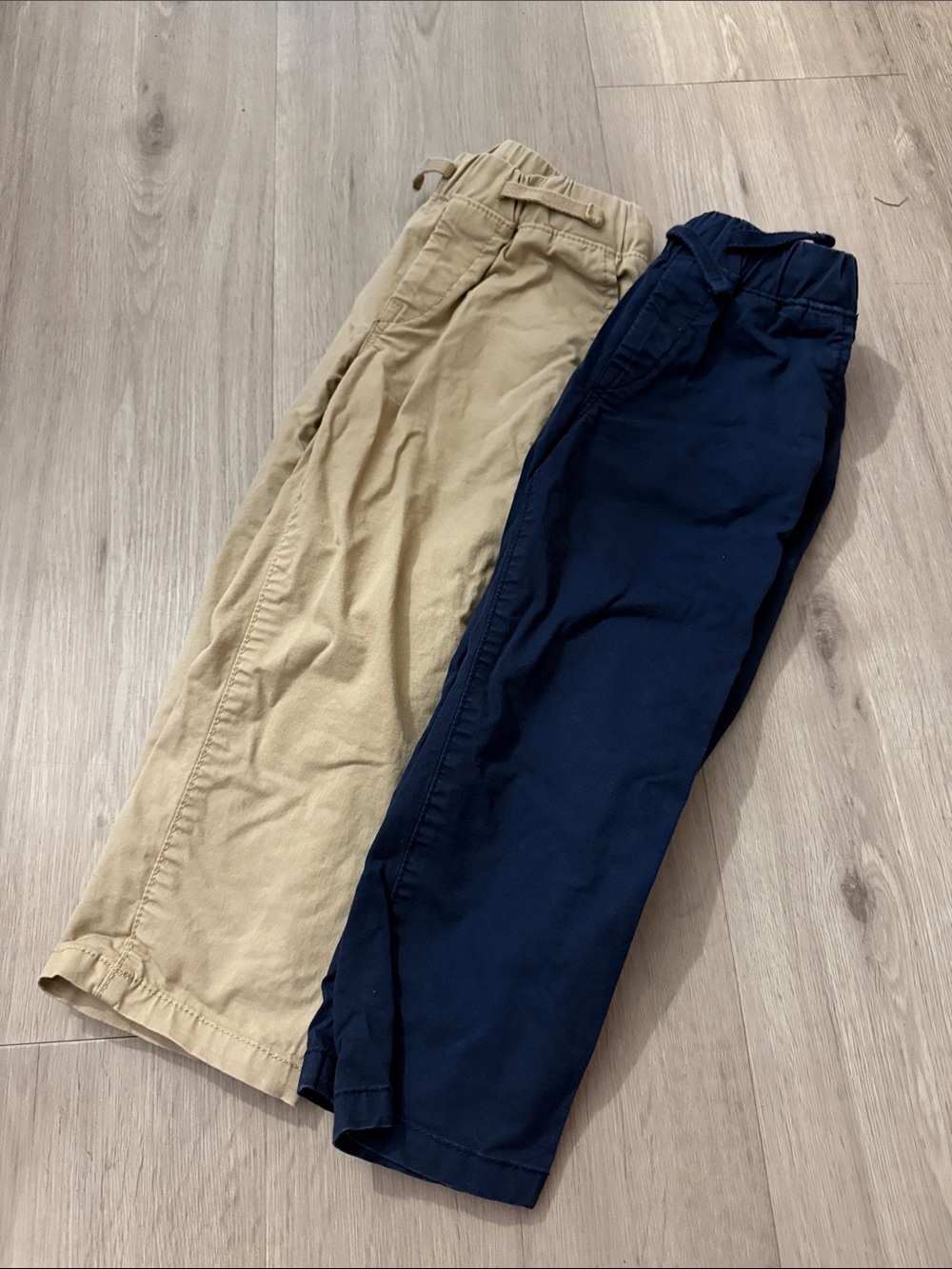 Baby Gap Casual Drawstring Pants in Navy and Khaki. Sold as a set.